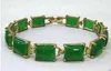 Grön Jade Link Manschett Bangle Armband 7,5 tum