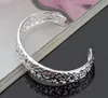 Fabrikspris Varm Försäljning 925 Sterling Silver Plated Fashion Smycken Charm Hollow Bangle Armband Girl / Fru 10st / Lot