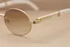 Marque Designer lunettes de soleil blanc naturel corne de buffle lunettes rétro rond hommes femmes lunettes de soleil grand cadre lunettes taille avec étui d'origine