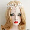 Lace Gothic Punk Rhinestone Dangle Headband Halloween Christmas Masquerade Party Artificial Pearls Chain Tassel Elastic Hairband Ladies Gift