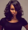 Amerykański Falisty Bob Ludzkich Włosów Peruki Dla Czarnych Kobiet Z Side Bang Brazylijski Remy Full Natural 14 Inch Lace Front Wig 150% Gęstość Diva1