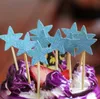 Toppers de bolo cartões de papel estrela brilhante banner para cupcake wrapper copo de cozimento festa de chá de aniversário decoração de casamento chá de bebê