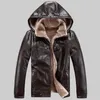 Atacado- Men Men Pu Leather Jackets 2022 Brand Plus Velve Casual Mens e Casos Hat de Inverno Afluente Jaqueta Couro