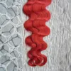 Nastro rosso nei capelli umani Brazilian Body Wave Human Hair Deponsions estensioni 40 pz nastro di onda del corpo naturale in pelle di trama estensioni dei capelli 100g