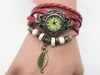 Partihandel 1000PCS / Lot Mix 7Colors Tree Leaf Pendant Watch Kvinnor Armband Quartz Klockor Ladies Armbandsur Lp008