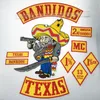 10 pezzi / set BANDIDOS TEXAS MC Patch ricamato Iron-On Full Back Size Jacket Vest Motorcycle Biker Patch 1% Patch Shi192g