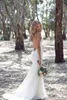 Backless Wedding Dresses Mermaid Spaghetti Strap Sexy Full Lace Wedding Dress Cheap Sweep Low Back Boho White Ivory Bridal Dress