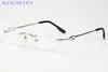 Hommes corne de buffle lunettes de soleil sans monture lentille claire lunettes femmes cadres or argent alliage métal cadre lunettes gafas 5218140mm