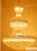 Moderne Kristall-Kronleuchter, LED-Kronleuchter, amerikanisches Gold, Beleuchtungskörper, 3 weiße Lichtfarben, dimmbar, lange Hängelampen für Zuhause, Hotel, Villa