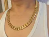 24" 12mm 24k yellow gold filled men's necklace curb chain jewelry (STAMPED 24k)