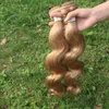 Przedłużenia #27 miód blondynka fala ciała brazylijskie 3 wiązki Brazylijskie ludzkie włosy jasnobrązowe dziewicze włosy Peruwiańskie przedłużenia ludzkich włosów