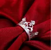 Gratis frakt 925 Silverplating 10st Classic Mosaic Crystal Crown Ring 8 # Högkvalitativa Silver Tillbehör lknspcr034