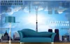 Papão de parede 3D personalizado teto azul céu nuvens brancas pombos verdes pombos do céu papel de parede da sala de estar da parede de parede de parede8014817