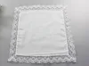 Branco laço fino handkerchief mulher presença de casamento decoração de festa pano guardanapo liso em branco DIY lenço 25 * 25 cm