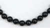 Belas pérolas jóias elegante preto 9-9.5mm colar de pérolas 19inches 925silver fecho