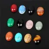 10 stks 13 * 18mm Gemengde willekeurige Jasper Tiger's Eye Healing Rose Quartz Crystal Beads Ovale Cabochon Cab Flackback Semi-Precious Edelsteen Ring Gezicht