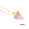 Healing Crystal Opal Pyramid Collana di ametista Placcato oro Howlite Quarzo rosa Amuleto Collane con ciondolo in pietra naturale collier