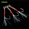 Hicarbone en acier Jig BKK HORD ASSIDE BAIN LEAD BAIT FISHHOOKS W TREDED PE LINE FEATH CORCHES 20KG44IB 10 12 14 16 DOVE2342576