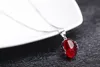 YHAMNI Luxury Original Ruby Crystal Pendant Necklace 925 Solid Sterling Silver Jewelry Necklace for Women N116