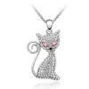 Venta al por mayor, collar con colgante de gato de cristal austriaco, joyería bonita hecha con elementos de Swarovski para mujeres, regalos navideños 1-286, envío gratis