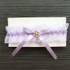 New Green Purple Satin Elastic Keepsake & Toss Garters Wedding Bridal Hen Gift Legs Rings White Organza Set Pearl Ribbon Bow