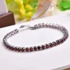 Lyxigt Naturligt Moçambique Garnet Armband Solid 925 Sterling Silver Garnet Armband 40 st 3,5 mm Rund Natural Garnet