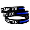 Bracciale in gomma siliconica Blue Lives Matter da 100 pezzi, logo impresso e inchiostro speciale riempito, innocuo per il corpo