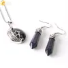 CSJA Bohème Pierre Naturelle Pierre Bijoux Ensembles Lune Étoiles Pendentif Collier Crochet Dangle Boucles D'oreilles Opale Améthyste Été Plage Jewe1236501