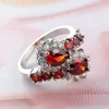 Red Ruby Cz Gem White Gold Filled Wedding Engagement Party Band Finger Ring SZ6-10269V