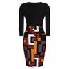 Trevlig gåva Spring Women's Sexy Work Dresses Zipper Slim Dress Geometrisk Stitching Pencil Skirt NLX009