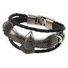 Pulseiras De Couro artesanal Homens De Metal Voando águia Frisado Charme Pulseira Liga Jóias Artesanais Feitas À Mão Charme Mens Pulseira Corda Marrom Preto