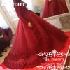 Röd boll klänning islamisk muslimskolkhirt kväll klänningar hög nacke långa ärmar vintage spets plus storlek abayas kaftan formella prom klänningar