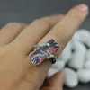 Bezel Setting Rhodium Plated Ring White and Rainbow Cubic Zirconia R772 Maat # 6 7 8 9 Romantic Style Dames Sieraden Gift Rave Reviews