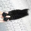 Natural Color Keratyn Ludzki Fusion Hair Doil U Wskazówka 100% Remy Human Hair Extensions 100g 1g / Strand Kinky Kręcone Przedłużanie Włosów