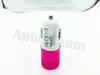 Colorful Aluminium Nipple Mini Car Charger With Dual USB 2 Port LED Light 5V 1~2.1A Micro Auto Power Adapter For iPhone Samsung HTC