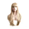 Synthetische pruiken Woodftival Vrouwelijke synthetische pruik met pony Cos Golvend lang haar Pruiken voor vrouwen Blond Zwart Donkerbruin Bordeaux 28 inch