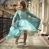 Прекрасные кружевные платья для матери и дочери Вечернее платье Jewel Neck Высокие низкие платья выпускного вечера с длинными рукавами A-Line вечернее платье