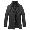 Gloednieuwe Wollen Jas Mannen Casual Slim Fit Jassen Bovenkleding 2016 Winter Warme Jas Mannen Overjas Pea Coat Plus Size M-XXXXL