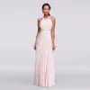 Beaded Strappy Back Halter Neckline Pink Bridesmaid Dresses with Pleats 2275SK8SD Wedding Party Dress Evening Dress Formal Dresses