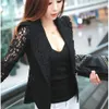 Women's Jackets Wholesale- 2021 Women One Button Suit Long Sleeve Lace Lapel Jacket Coat Fashion Clothes1