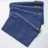 15,2 x 22,9 cm große Make-up-Tasche aus marineblauem Baumwoll-Canvas, 12 Unzen, mit goldfarbenem Metallreißverschluss, goldfarbenes Innenfutter, solide marineblaue Canvas-Kosmetiktasche, Fabrik in stoc232N