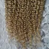 Afro kinky clip in extensions clip in human hair extensions 7st honingblond kinky krullend Afro-Amerikaanse clip in menselijk haar exten2123522