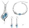 Austrian Crystal Earrings Necklaces Bracelets Suit Blue Red White Green Stone Jewelry Sets for Women Gift Fashion Wedding