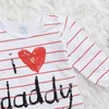 Mikrdoo Lovely Baby Rompers 2017 Nouveau-né I Love Mummy Daddy Child Costume Stars Stripe Girl Boy Jumps Tuit Clothing Set Winter Clothes Suit