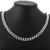 S101 Mode Smycken Set 925 Sterling Silver Plated 10mm Sidokedja Halsband Armband för män Gratis frakt Toppkvalitet