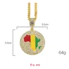 Trendy Kolorowe Mapa Afryki Naszyjnik Kryształ Rhinestone Okrągły Wisiorek 18K Pozłacane Łańcuch Długie Naszyjniki Party Biżuteria