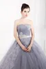 graceful grey aline strapless applique lace evening dress with long sash prom party gown ball gown1878950