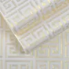 Wholecontemporary Modern Geometric Wallpaper Neutral Greek Key Design PVC Wall Paper For Bedroom 053m x 10m Roll Gold On WHI3732280