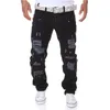 Toptan-Erkek Joggers 2016 Sıcak Bahar Jogger Pantolon Erkekler Katı Moda Ripped Ayak Bileği-bağlı Slim Fit Sweatpants Youths Kargo Pantolon (Asya Boyutu)