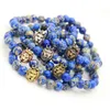 1 pièces nouveau Design 8mm perles de pierre de sédiment de mer bleue avec des bracelets de héros de tête de Lion de couleur mélangée, bijoux pour hommes, beau cadeau